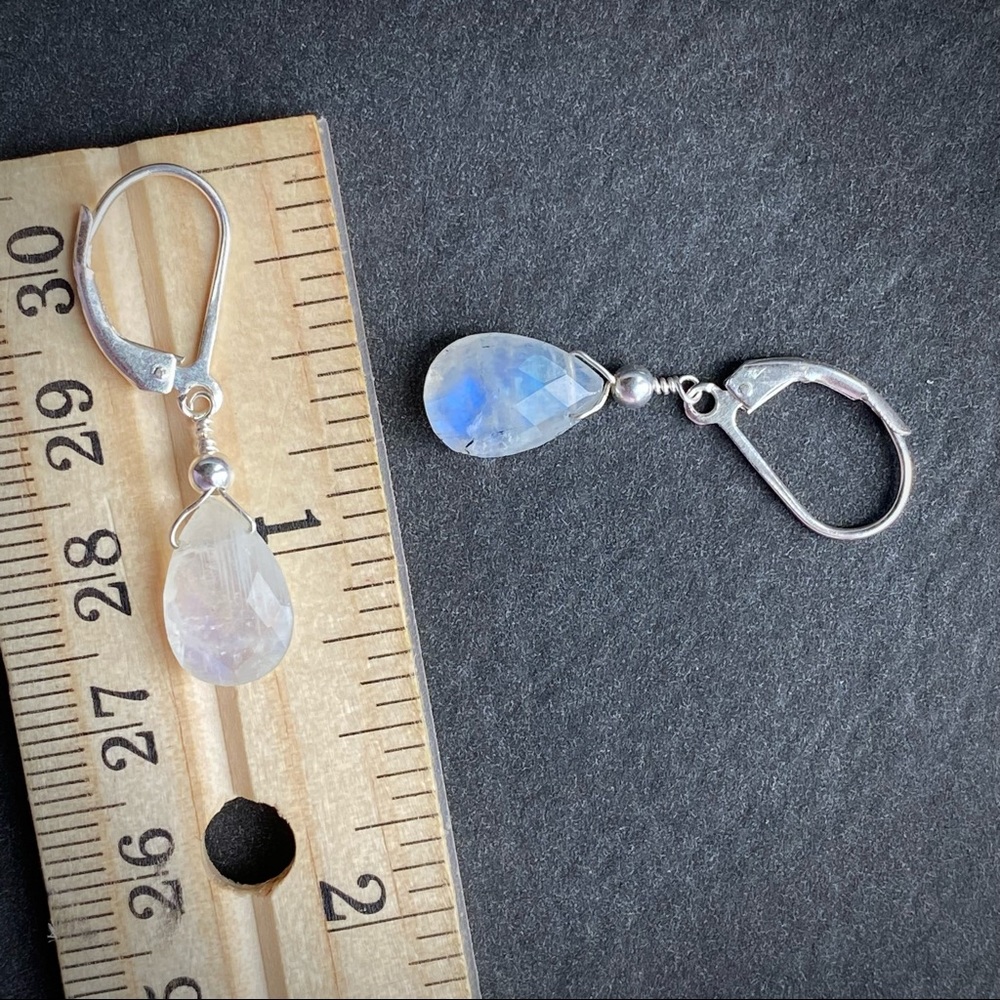 Moonstone Lever Back Earrings Dangle earrings Handmade jewelry for women - Picture 2 of 5